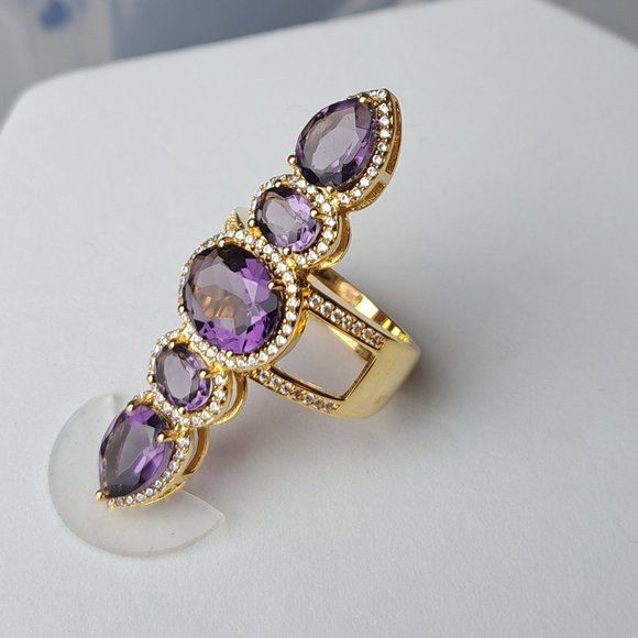 Hespera's Dark Amethyst Omega Ring in Gold - Picture 3 of 4